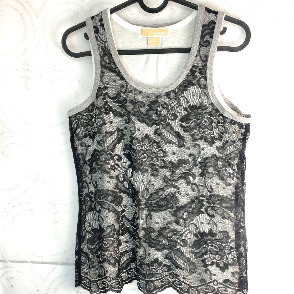Michael Kors tank top lace and cotton 2 layers Size P - Picture 1 of 6